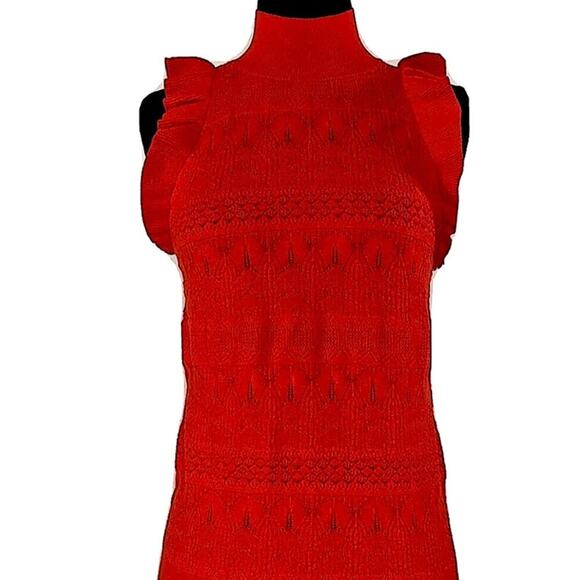 🆕 RED RUFFLE Knit TOP Tank Sweater Vest Who What Wear L NEW NWT - Picture 11 of 12